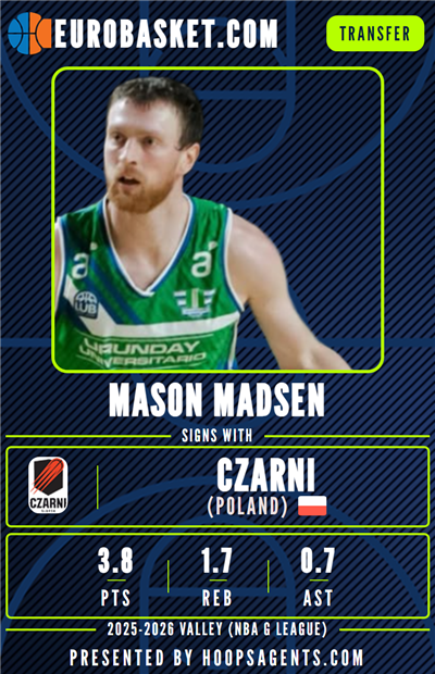 Mason Madsen (ex Urunday) joins Czarni